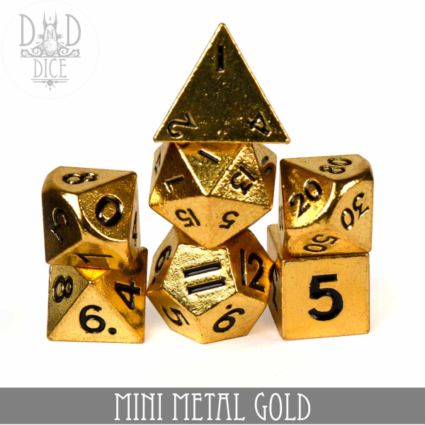 King of Crits Dice: Mini Metal Gold (10mm)