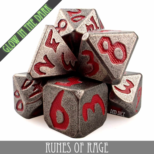 King of Crits Dice: Runes of Rage - (Glow Metal)