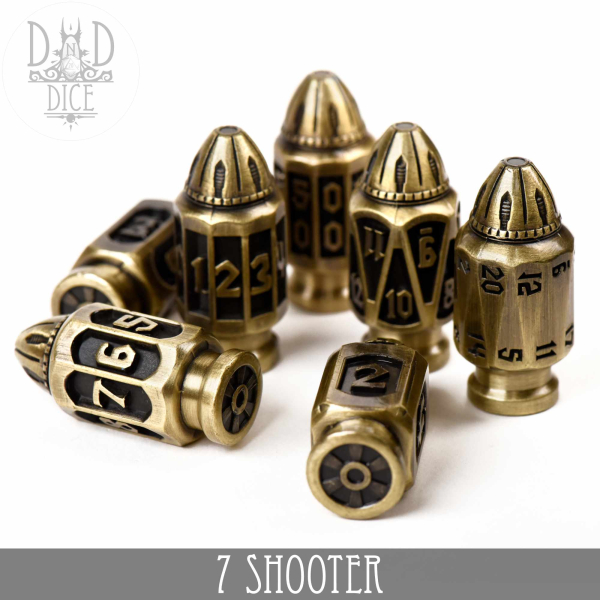 King of Crits Dice: 7 Shooter Brass (Metal)