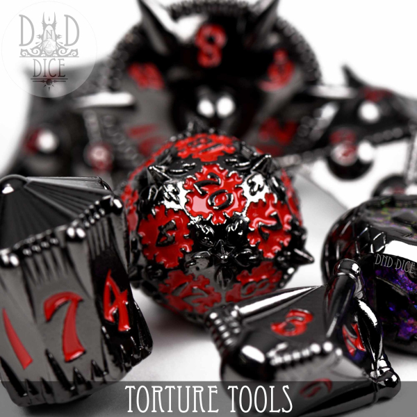 King of Crits Dice: Torture Tools Red (Metal)