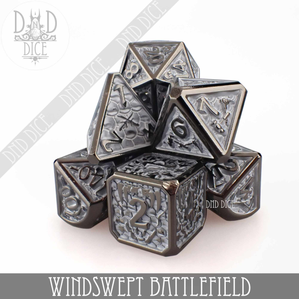 King of Crits Dice: Windswept Battlefield (Metal)