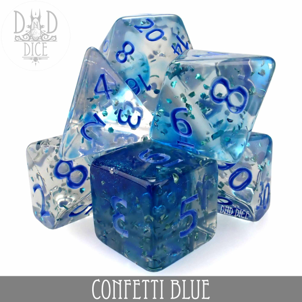 King of Crits Dice: Confetti Blue