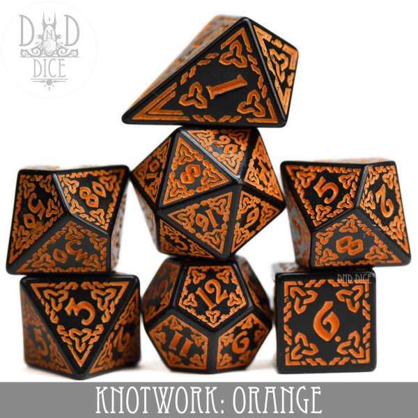King of Crits Dice: Knotwork: Orange