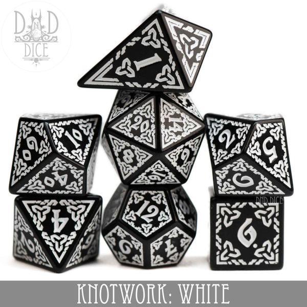 King of Crits Dice: Knotwork: White
