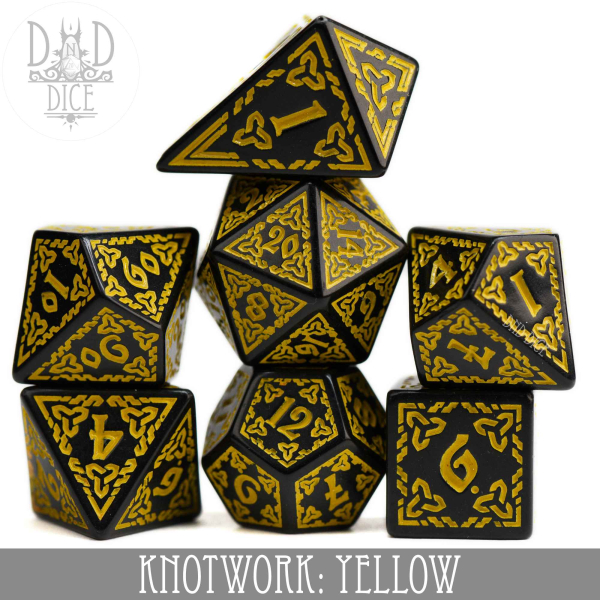 King of Crits Dice: Knotwork: Yellow