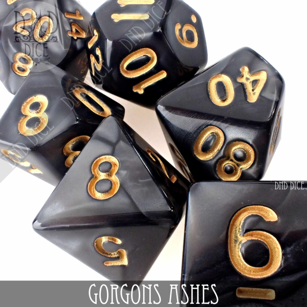 King of Crits Dice: gorgons-ashes-dice-set-marbled