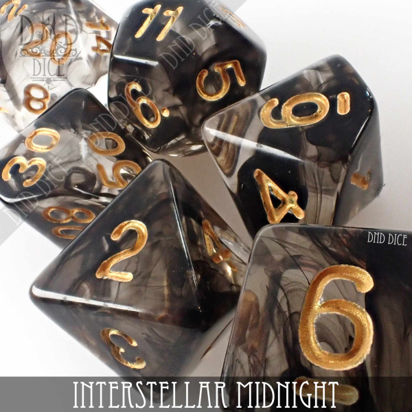 King of Crits Dice: interstellar-midnight-dice-set-translucent
