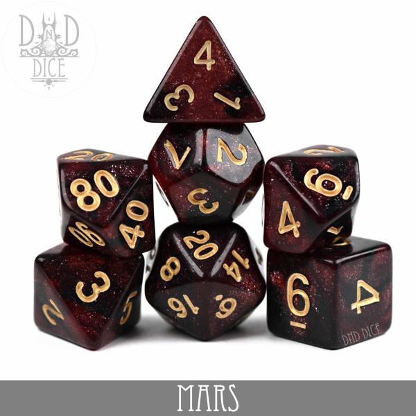 King of Crits Dice: mars-glitter-dice-set
