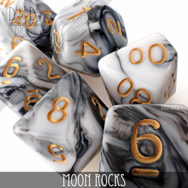 King of Crits Dice: moon-rocks-dice-set-prismatic