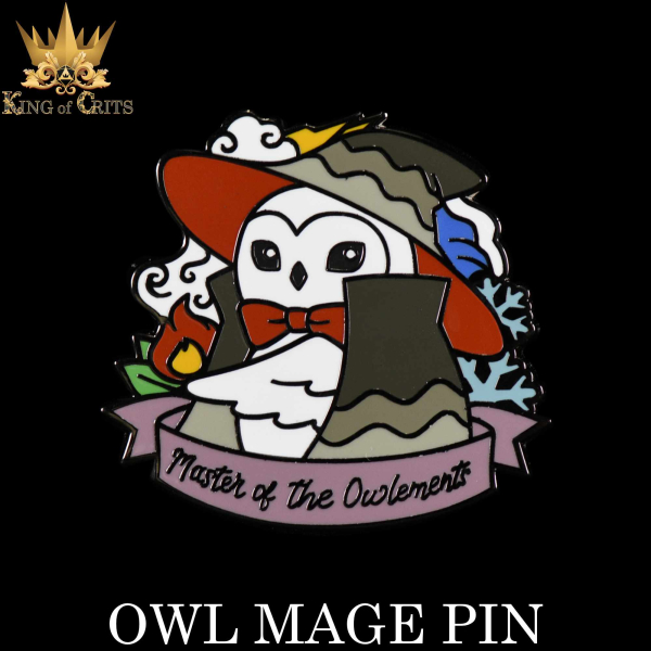 King of Crits Dice: Owl Mage (Enamel Pin)