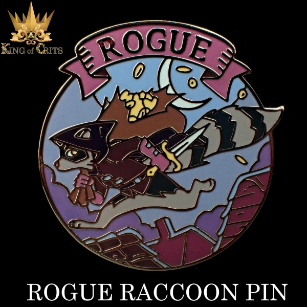King of Crits Dice: Rogue Raccoon (Enamel Pin)