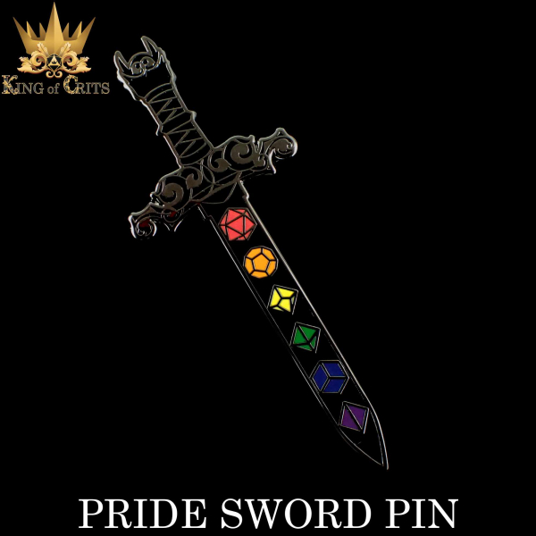 King of Crits Dice: Pride Dice Sword (Enamel Pin)