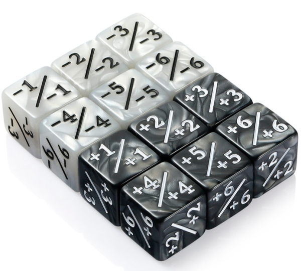 Dice Habit Positive/Negative Dice Counters - Charcoal/Alabaster (12pcs)