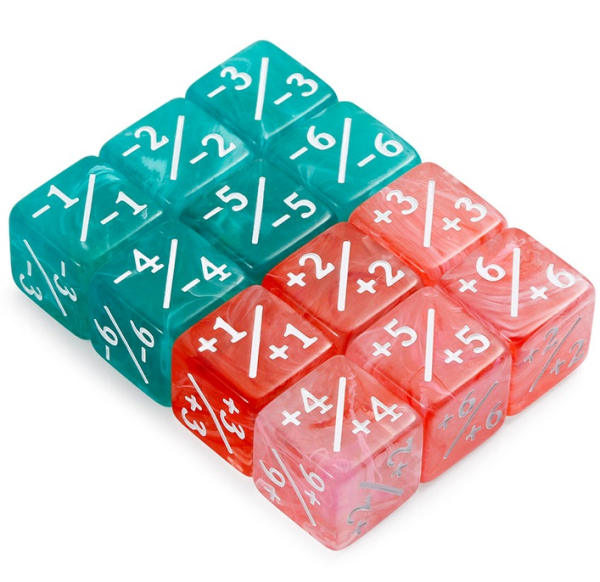 Dice Habit Positive/Negative Dice Counters - Apple/Mint (12pcs)