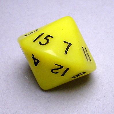 Chessex Special Dice: Yellow/Black Opaque d16