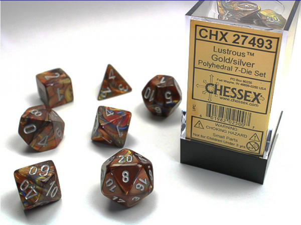 Chessex RPG Dice Sets: Gold/Silver Lustrous Polyhedral 7-Die Set