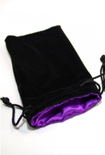 Chessex: Black Velvet Dice Bag w/ Purple Satin Lining (5'' X 8'')