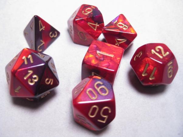 Chessex RPG Dice Sets: Purple-Red/Gold Gemini Polyhedral 7-Die Set