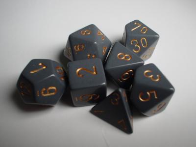 Chessex RPG Dice Sets: Grey/Copper Dusty Opaque Polyhedral 7-Die Set