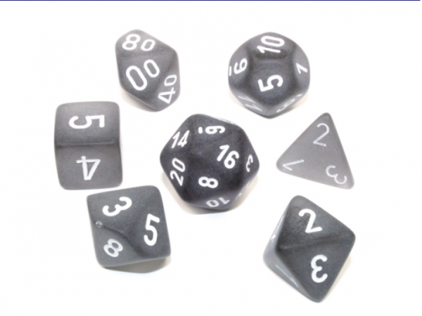 Chessex RPG Dice Sets: Smoke/White Frosted Polyhedral 7-Die Set