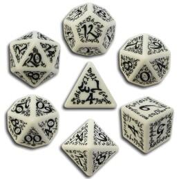 Exotic Dice Sets: White & Black Elvish Dice (7)