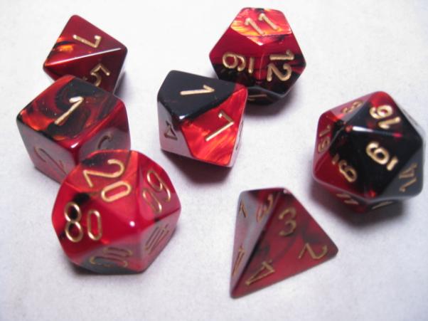 Chessex RPG Dice Sets: Black-Red/Gold Gemini Polyhedral 7-Die Set