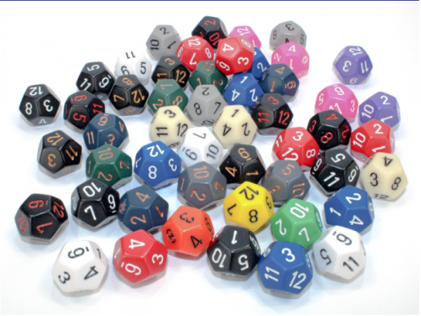Chessex Bulk Dice Sets: Assorted Opaque d12 Bag (50)