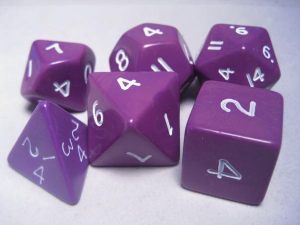 Jumbo RPG Dice Sets: Purple/White Opaque Polyhedral 6-Die Set