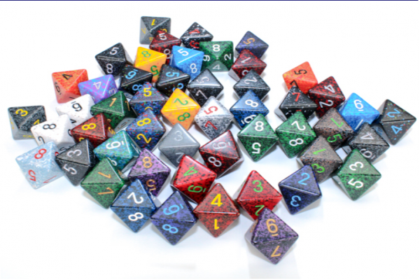 Chessex Bulk Dice Sets: Assorted Speckled d8 Bag (50)