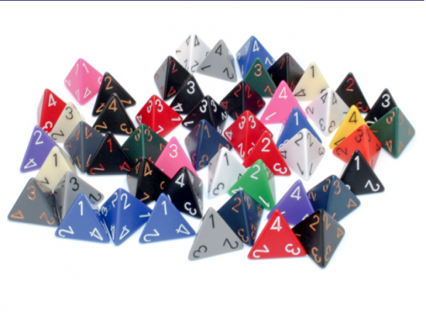 Chessex Bulk Dice Sets: Assorted Opaque d4 Bag (50)