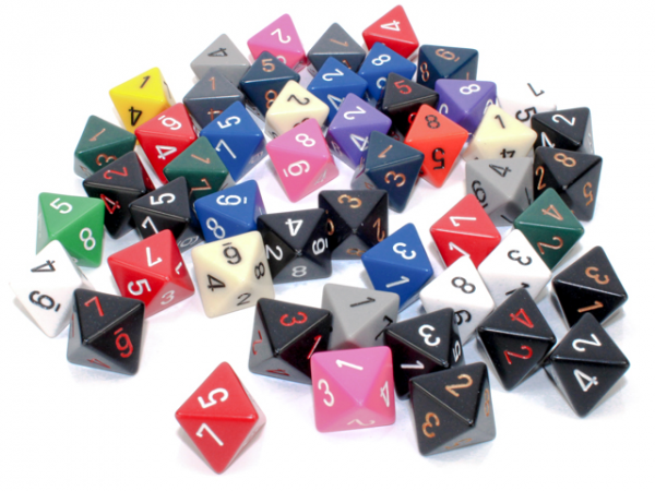 Chessex Bulk Dice Sets: Assorted Opaque d8 Bag (50)
