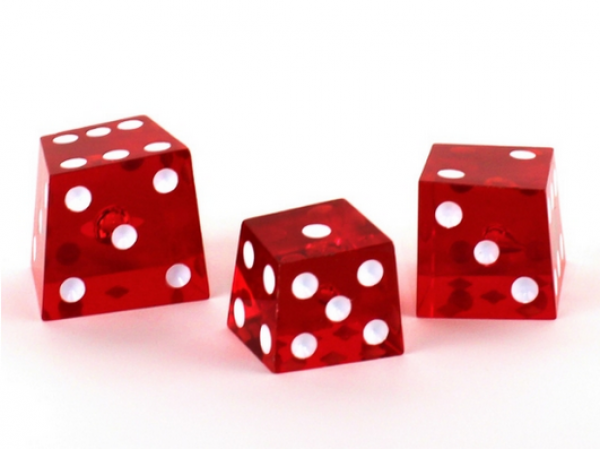 25mm Crooked Dice Transparent red w/white (1)