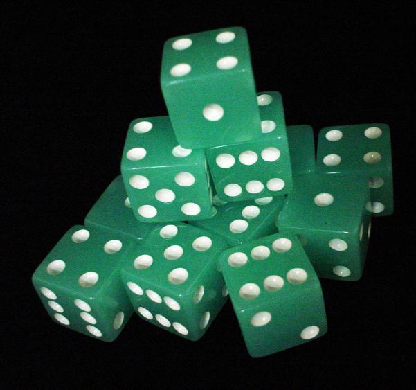 Koplow Glow in the Dark Dice: Lime 16mm D6 (12)