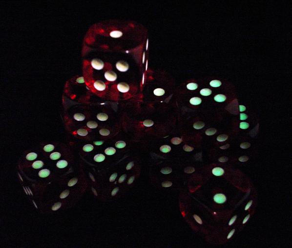 Koplow Glow in the Dark Spots: Red 16mm D6 (12)