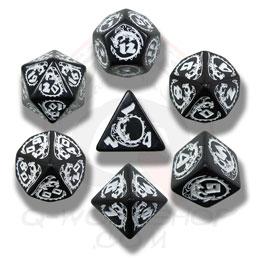Exotic Dice Sets: Black & White Dragons Dice (7)