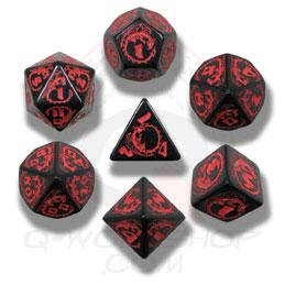 Exotic Dice Sets: Black & Red Dragons Dice (7)