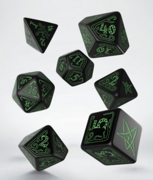 Exotic Dice Sets: Call of Cthulhu Black & Green Dice Set (7)