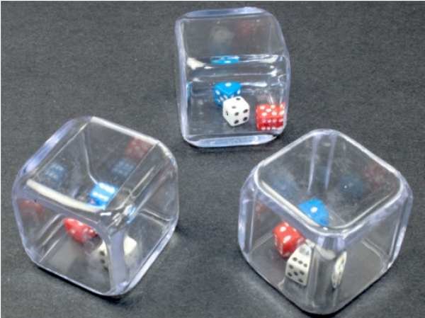 1 Red & 1 White & 1 Blue 5mm d6 in a 25mm cube (1)