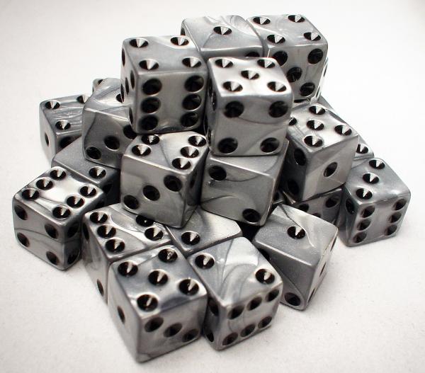Koplow RPG Dice Sets: Silver/Black Olympic 12mm d6 (36)