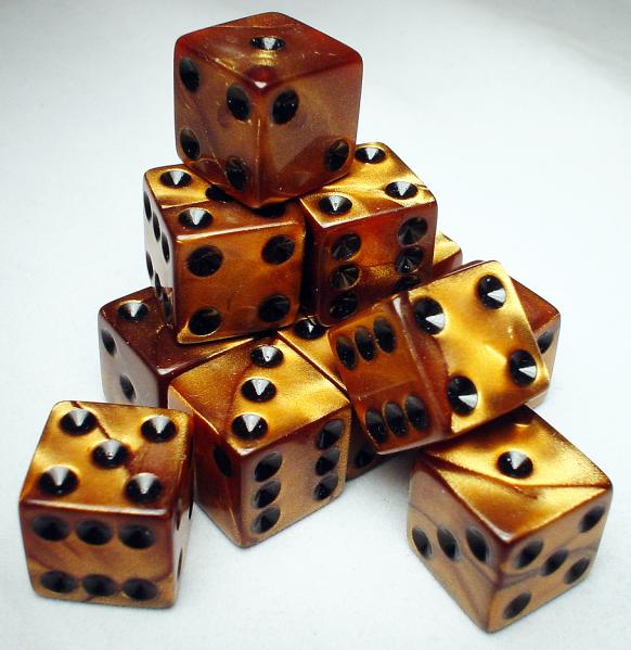 Koplow RPG Dice Sets: Bronze/Black Olympic 16mm d6 (12)