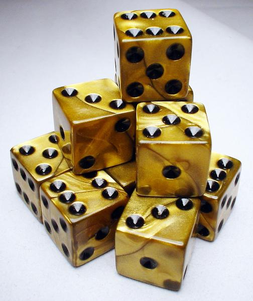 Koplow RPG Dice Sets: Gold/Black Olympic 16mm d6 (12)