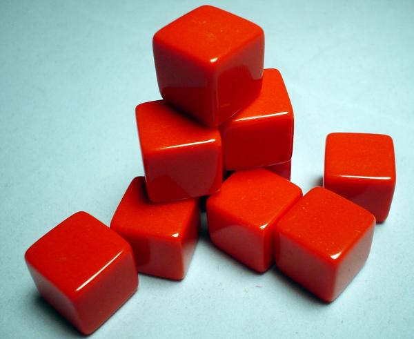 Blank Dice: 16mm Red Opaque Blank d6 (1)