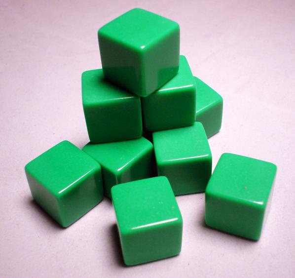 Blank Dice: 16mm Green Opaque Blank d6 (1)