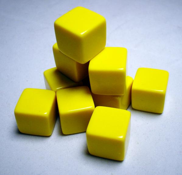 Blank Dice: 16mm Yellow Opaque Blank d6 (1)