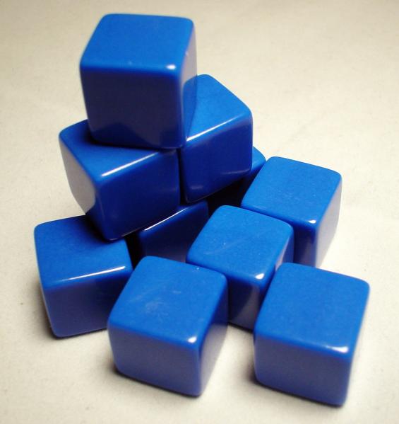 Blank Dice: 16mm Blue Opaque Blank d6 (1)