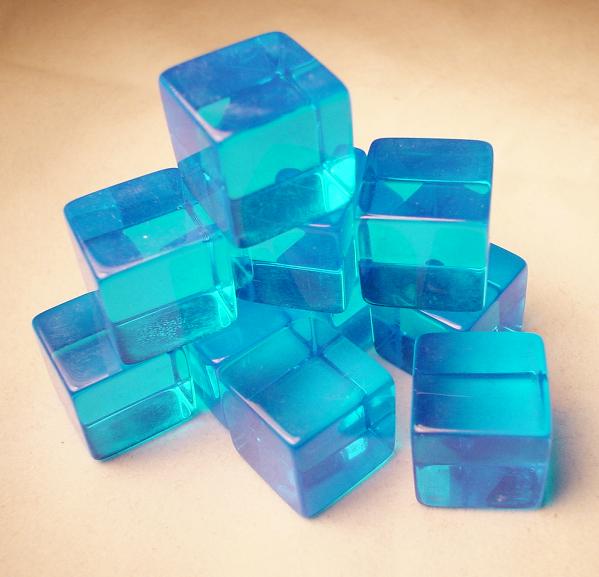 Blank Dice: 16mm Transparent Blue Blank d6 (1)