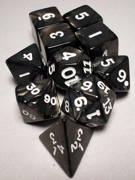 Koplow RPG Dice Sets: Charcoal/White Pearlized Polyhedral 10-Die Set