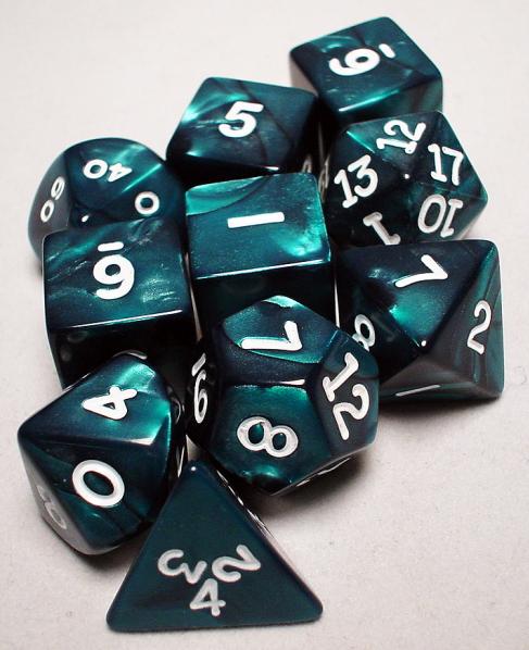 Koplow RPG Dice Sets: Emerald/White Pearlized Polyhedral 10-Die Set