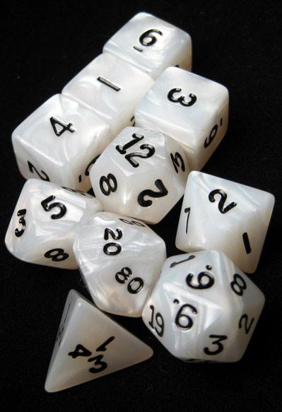 Koplow RPG Dice Sets: White/Black Pearlized Polyhedral 10-Die Set
