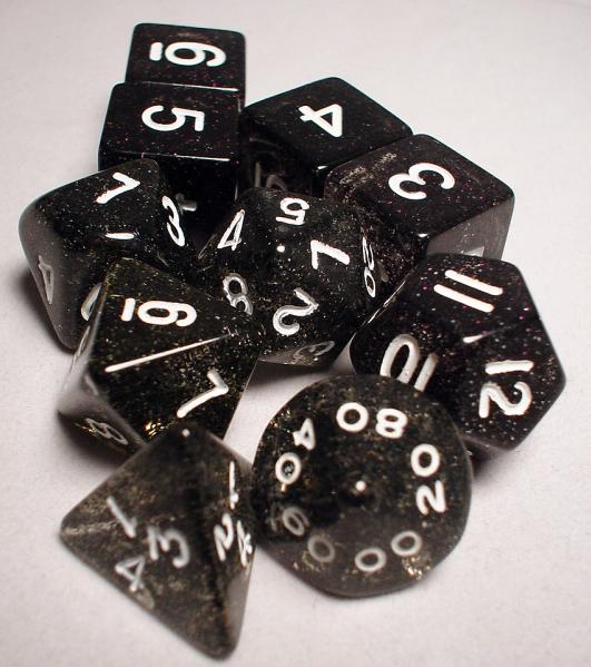 Koplow RPG Dice Sets: Black/White Glitter 10-Die Set